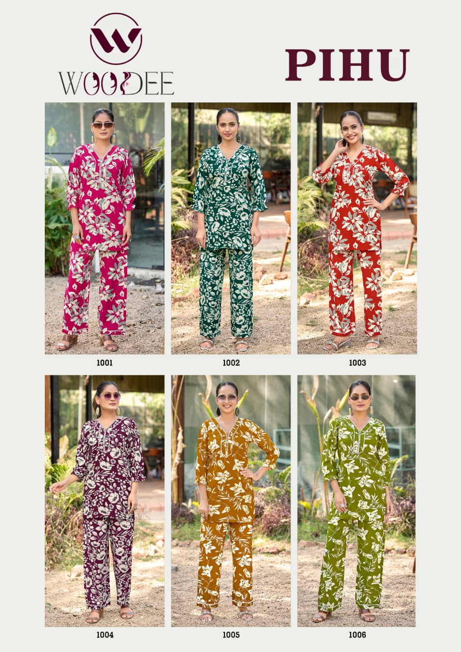 Pihu Woodee Liva Rayon Co Ord Set Supplier Ahmedabad