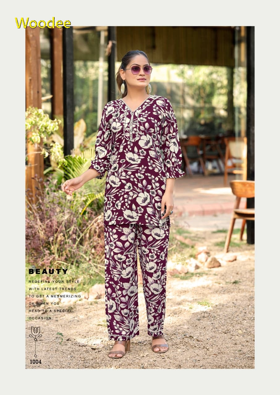 Pihu Woodee Liva Rayon Co Ord Set Supplier Ahmedabad