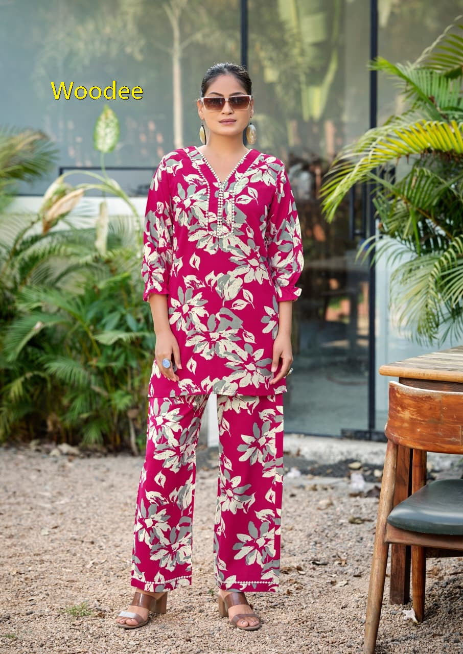 Pihu Woodee Liva Rayon Co Ord Set Supplier Ahmedabad