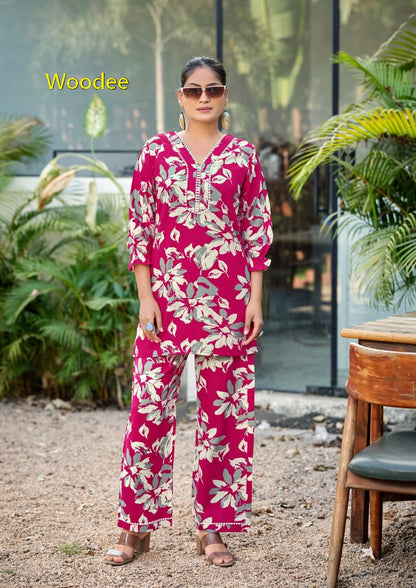 Pihu Woodee Liva Rayon Co Ord Set Supplier Ahmedabad