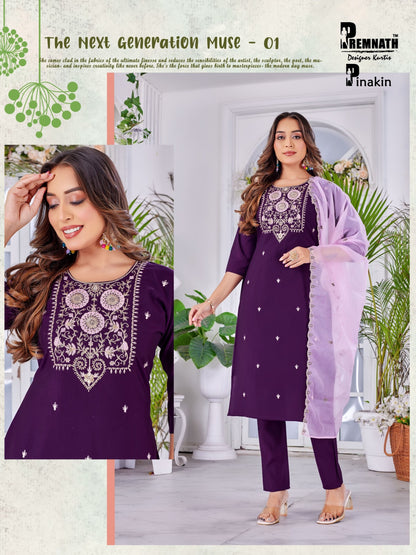 Pinakin Premnath Roman Silk Readymade Pant Style Suits Exporter Ahmedabad