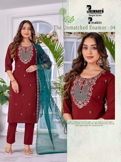 Pinakin Premnath Roman Silk Readymade Pant Style Suits Exporter Ahmedabad