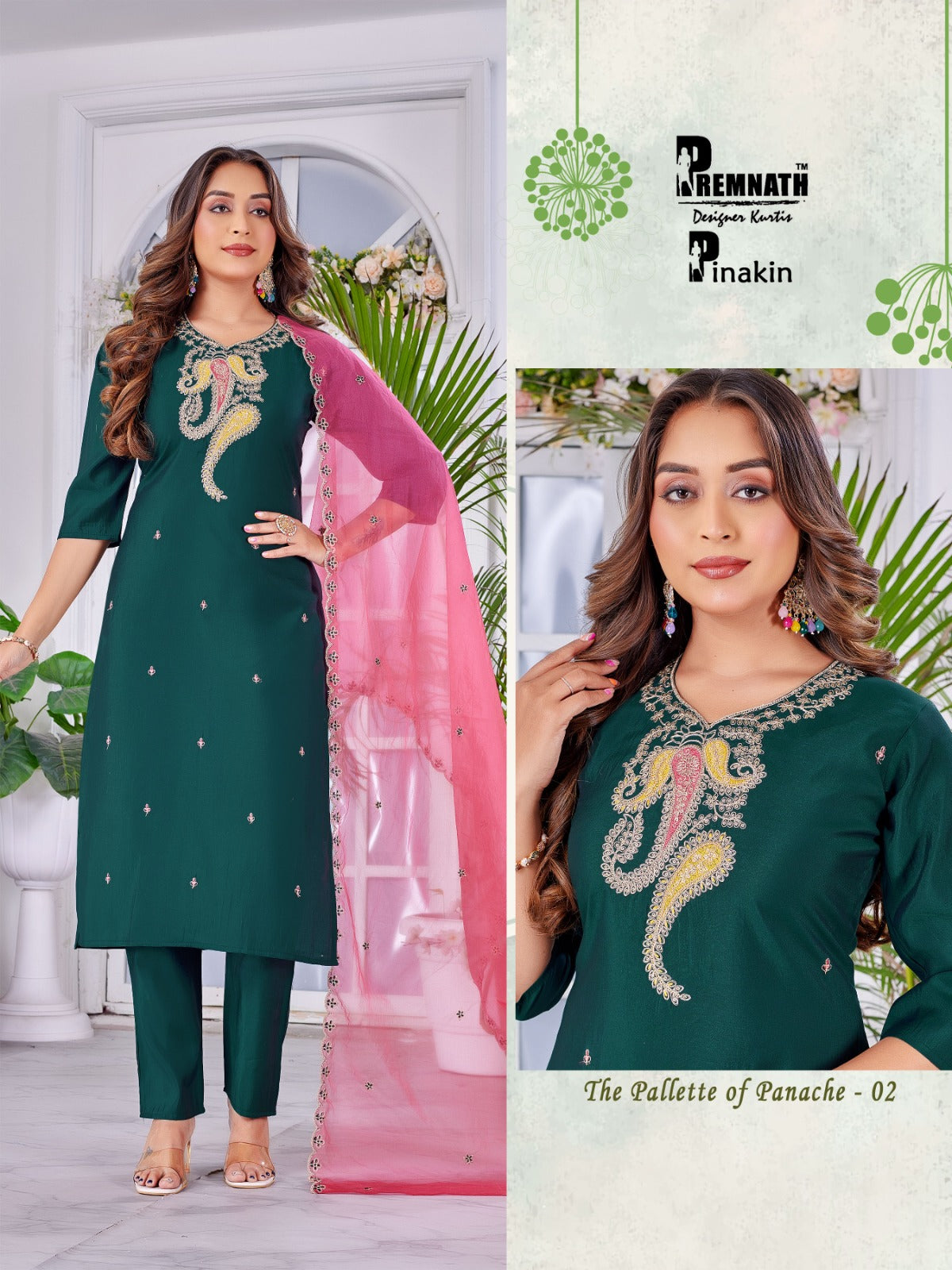 Pinakin Premnath Roman Silk Readymade Pant Style Suits Exporter Ahmedabad