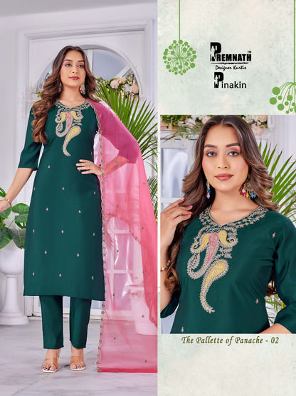 Pinakin Premnath Roman Silk Readymade Pant Style Suits Exporter Ahmedabad