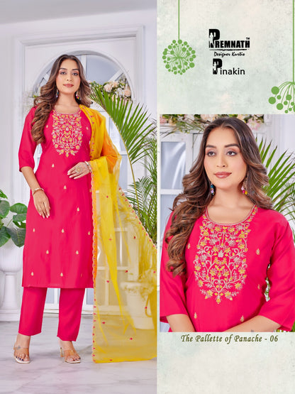 Pinakin Premnath Roman Silk Readymade Pant Style Suits Exporter Ahmedabad