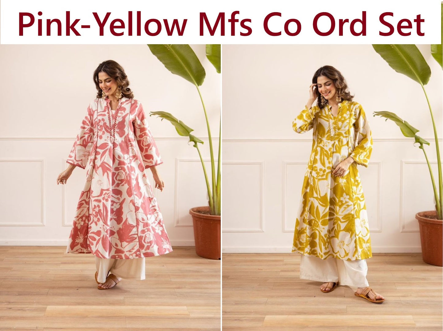 Pink-Yellow Mfs Cotton Co Ord Set Supplier Ahmedabad