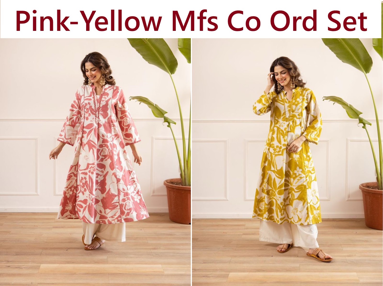 Pink-Yellow Mfs Cotton Co Ord Set Supplier Ahmedabad