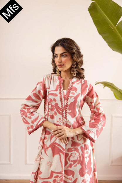 Pink-Yellow Mfs Cotton Co Ord Set Supplier Ahmedabad