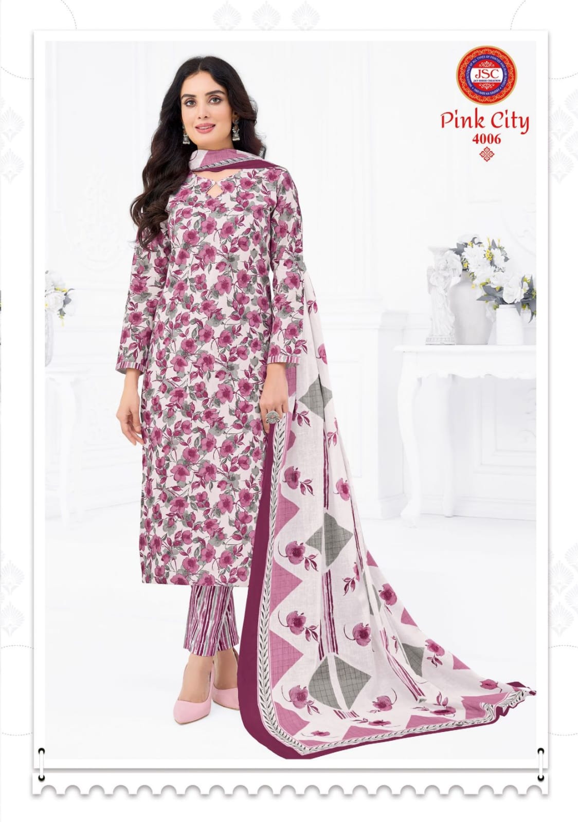 Pink City Vol 1 Jsc Cambric Cotton Dress Material Wholesale Price