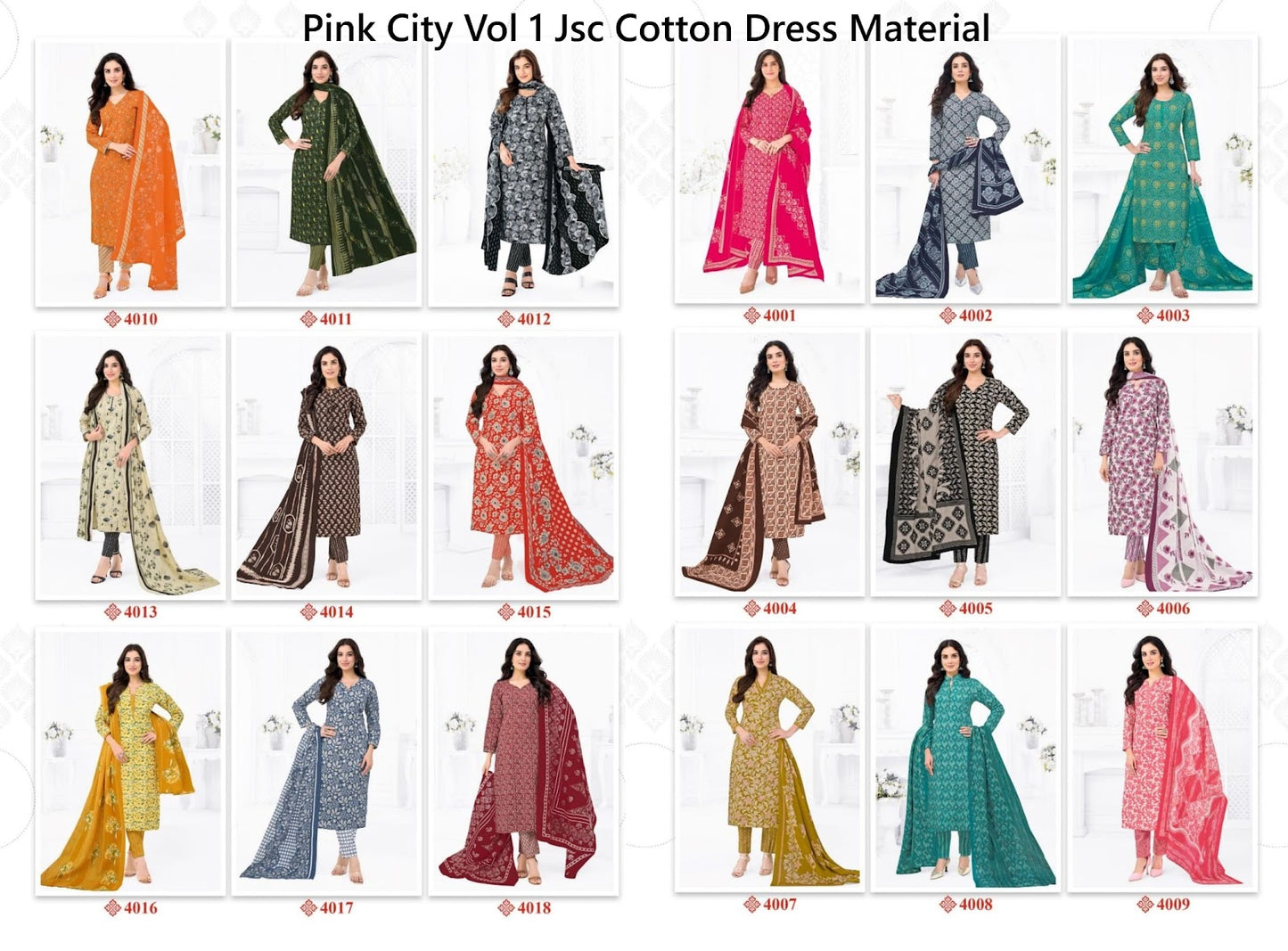 Pink City Vol 1 Jsc Cambric Cotton Dress Material Wholesale Price