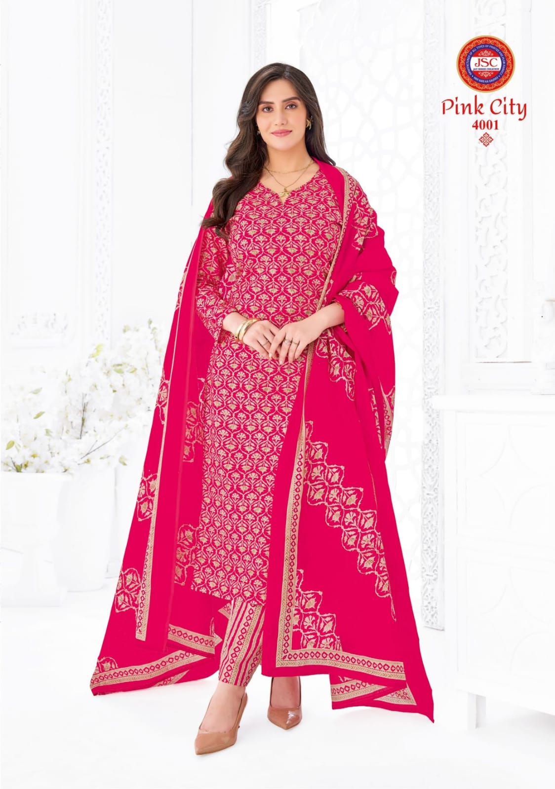 Pink City Vol 1 Jsc Cambric Cotton Dress Material Wholesale Price