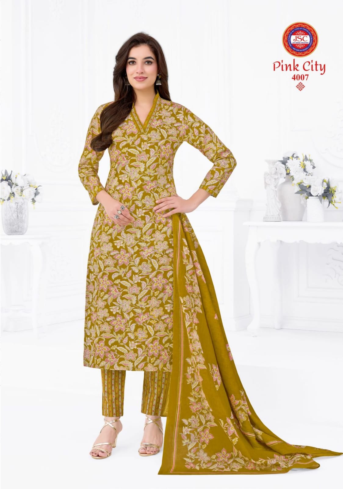 Pink City Vol 1 Jsc Cambric Cotton Dress Material Wholesale Price