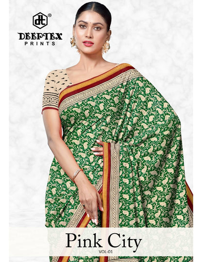 Pink City Vol 1 Point 8 Deeptex Prints Cotton Sarees Manufacturer India
