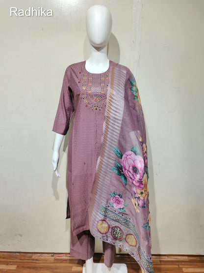 Pink Roses 3007 Radhika Raw Silk Readymade Pant Style Suits Wholesale Rate