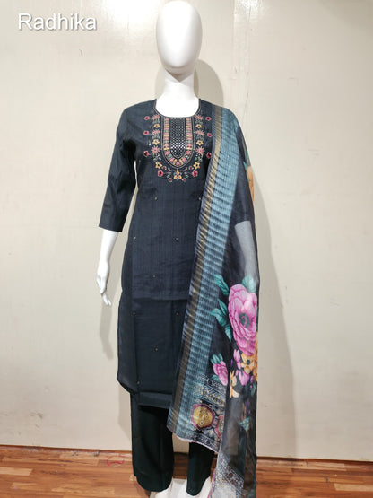 Pink Roses 3007 Radhika Raw Silk Readymade Pant Style Suits Wholesale Rate