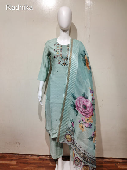 Pink Roses 3007 Radhika Raw Silk Readymade Pant Style Suits Wholesale Rate