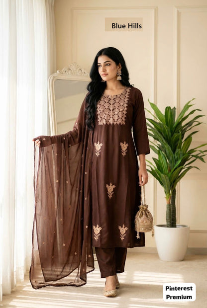 Pinterest Premium Blue Hills Silk Readymade Pant Style Suits Wholesaler Gujarat
