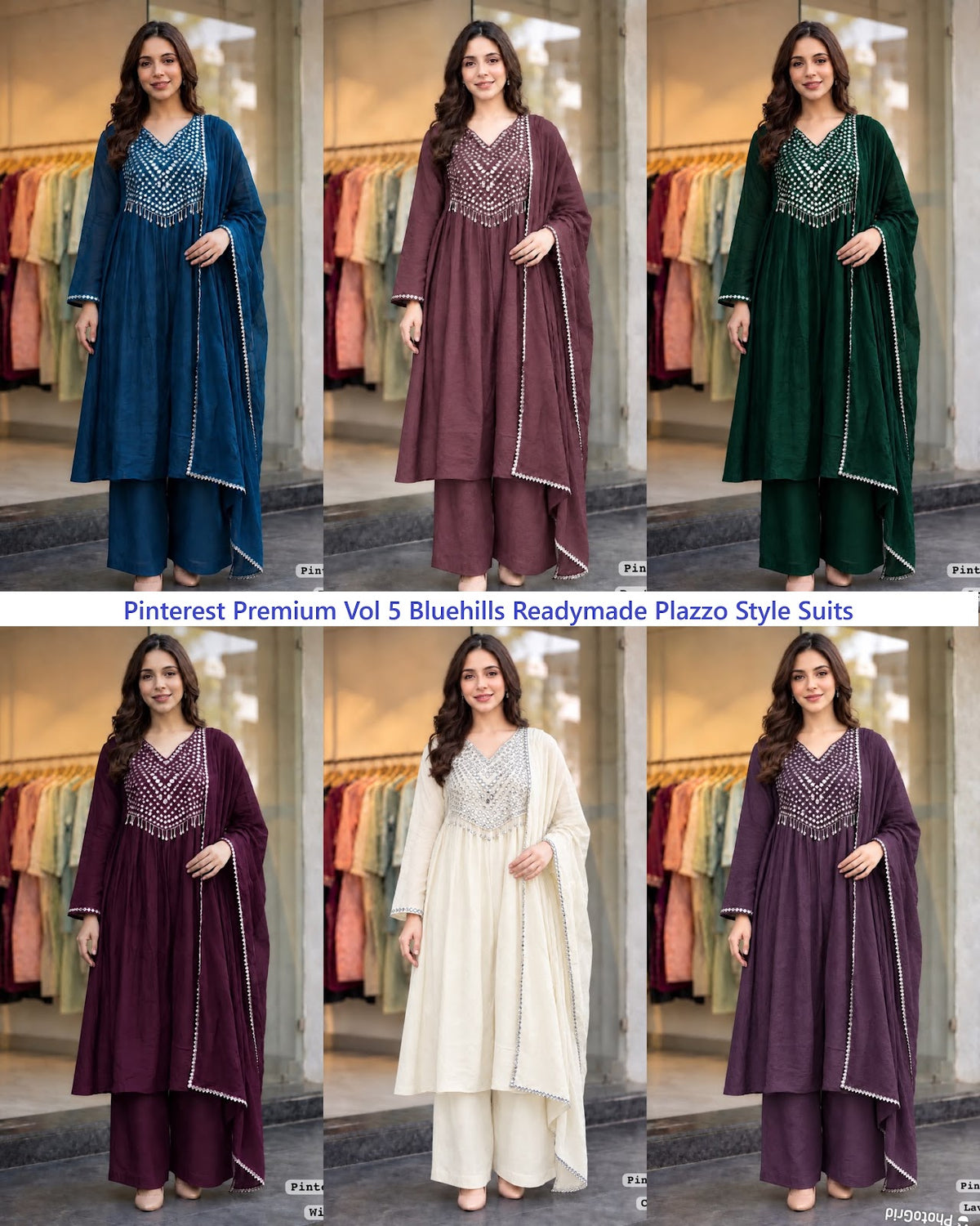 Pinterest Premium Vol 5 Bluehills Crush Readymade Plazzo Style Suits Wholesale Price