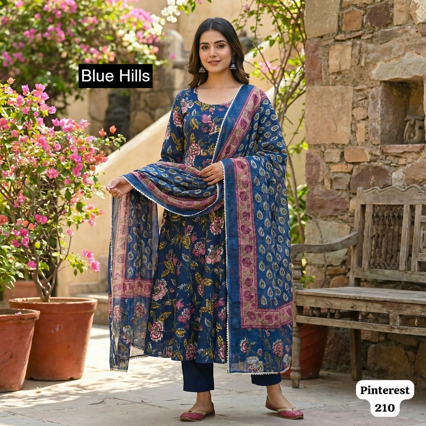 Pinterest Series Blue Hills Rayon Readymade Anarkali Suits Manufacturer Ahmedabad