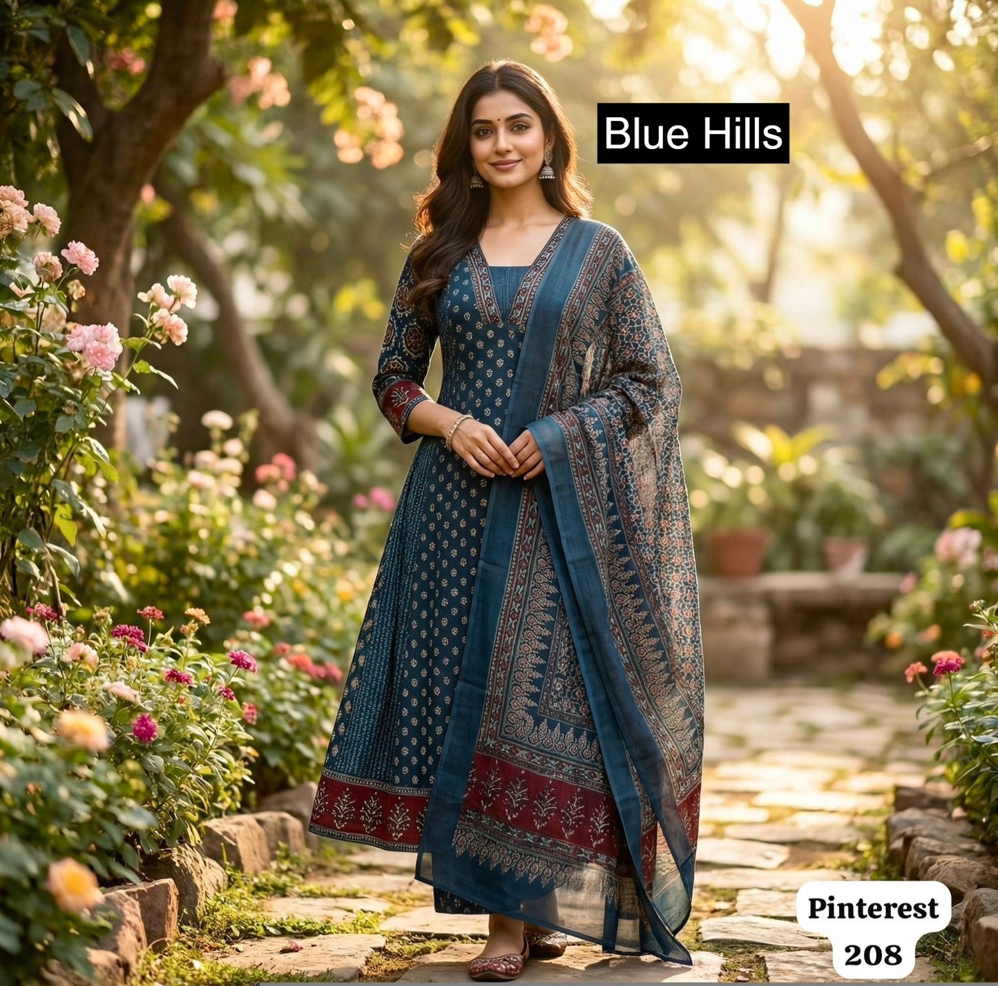 Pinterest Series Blue Hills Rayon Readymade Anarkali Suits Manufacturer Ahmedabad