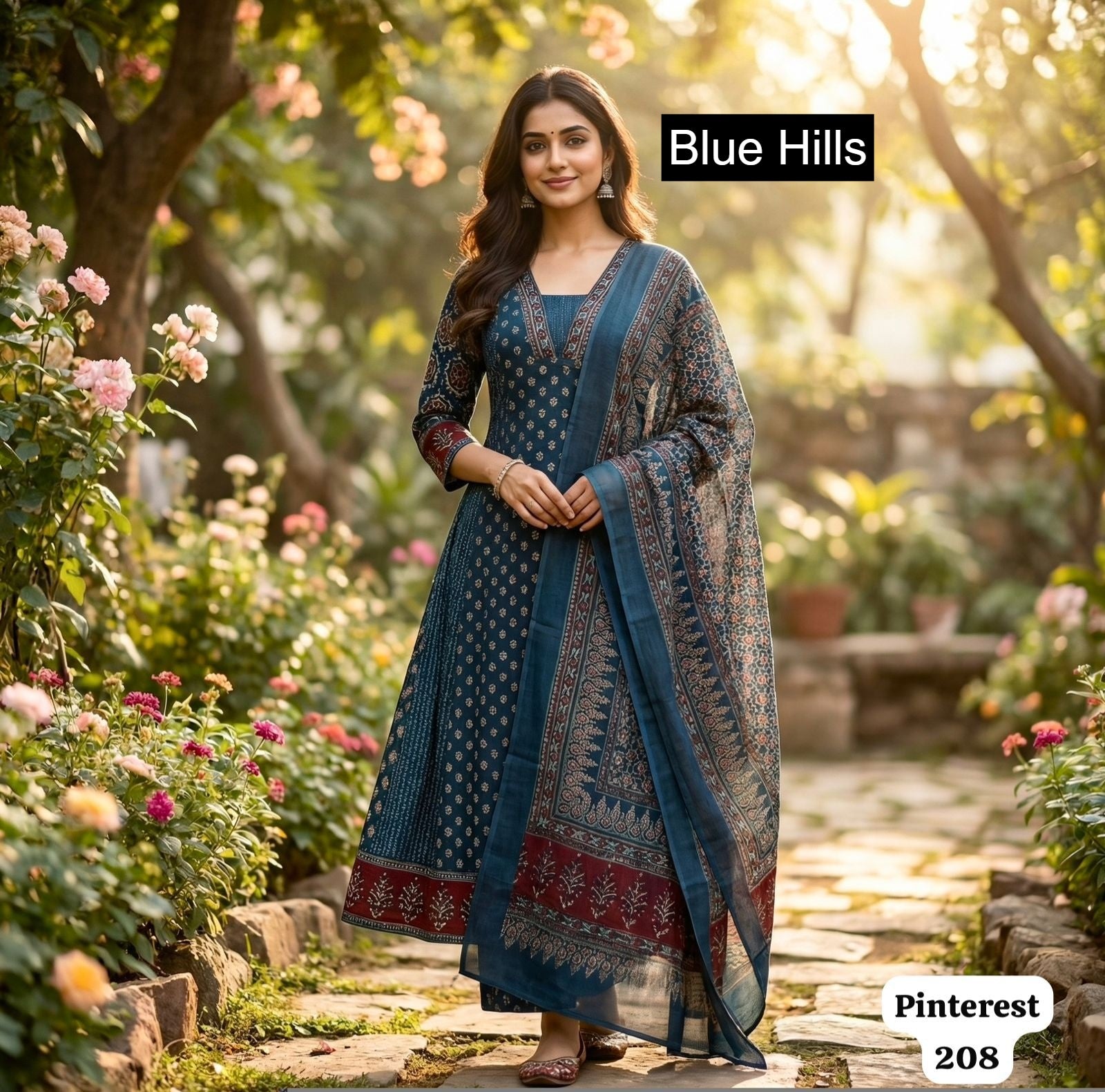 Pinterest Series Blue Hills Rayon Readymade Anarkali Suits Manufacturer Ahmedabad
