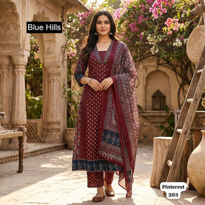 Pinterest Series Blue Hills Rayon Readymade Anarkali Suits Manufacturer Ahmedabad