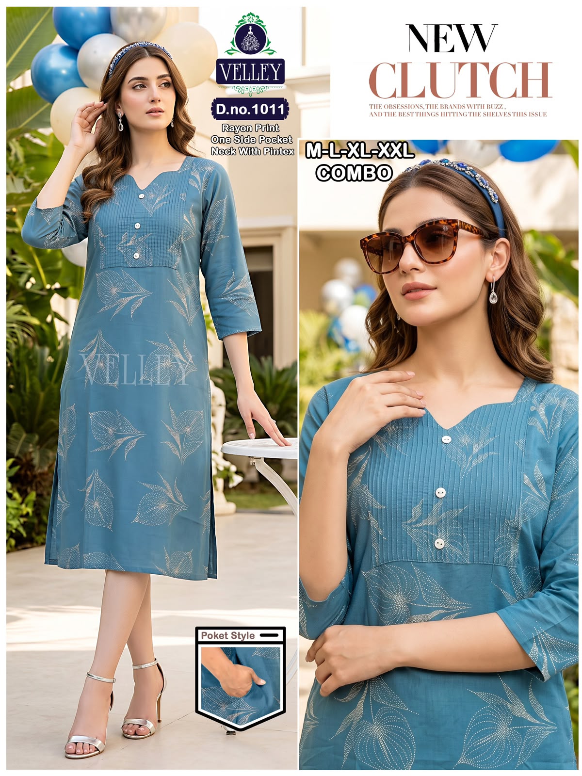 Pintex Pattern 2609 Velley Rayon Kurti With Pocket Supplier Gujarat