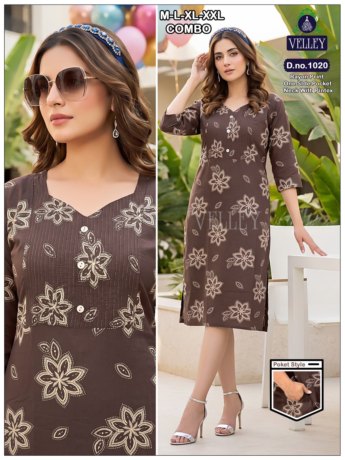 Pintex Pattern 2609 Velley Rayon Kurti With Pocket Supplier Gujarat