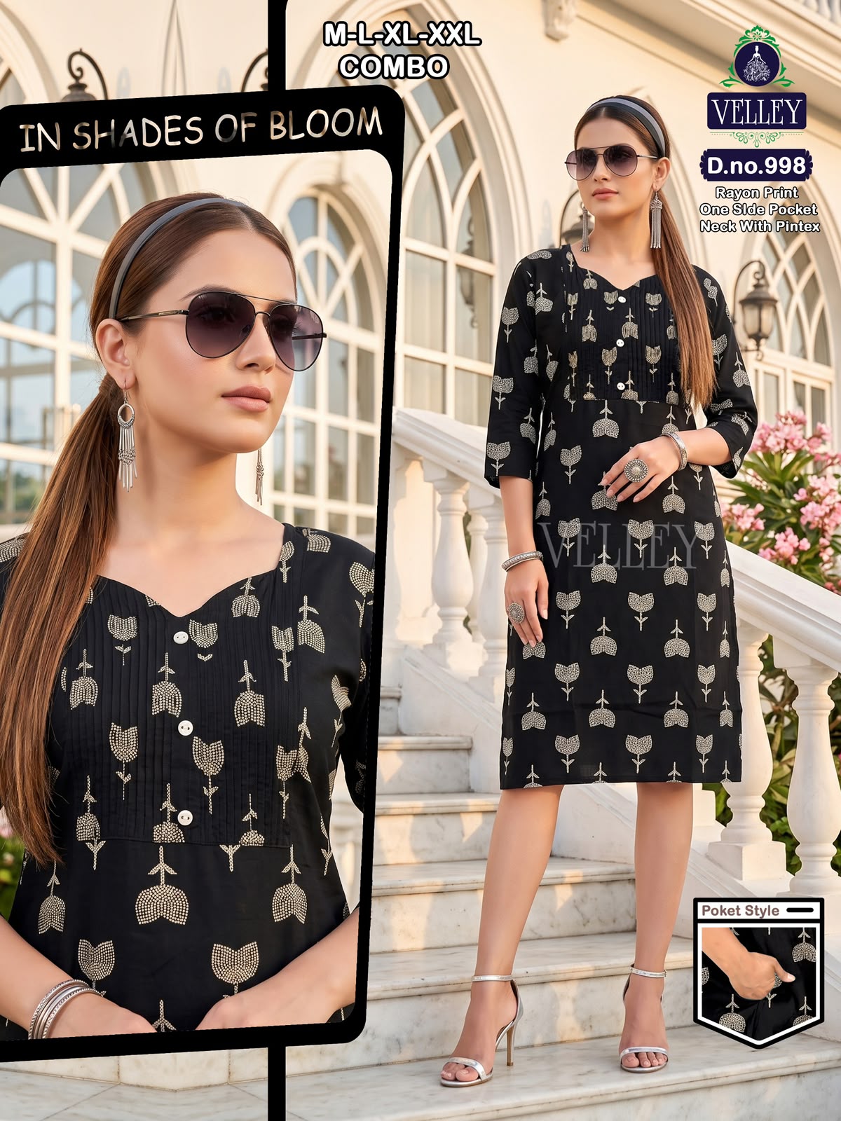 Pintex Pattern 2609 Velley Rayon Kurti With Pocket Supplier Gujarat