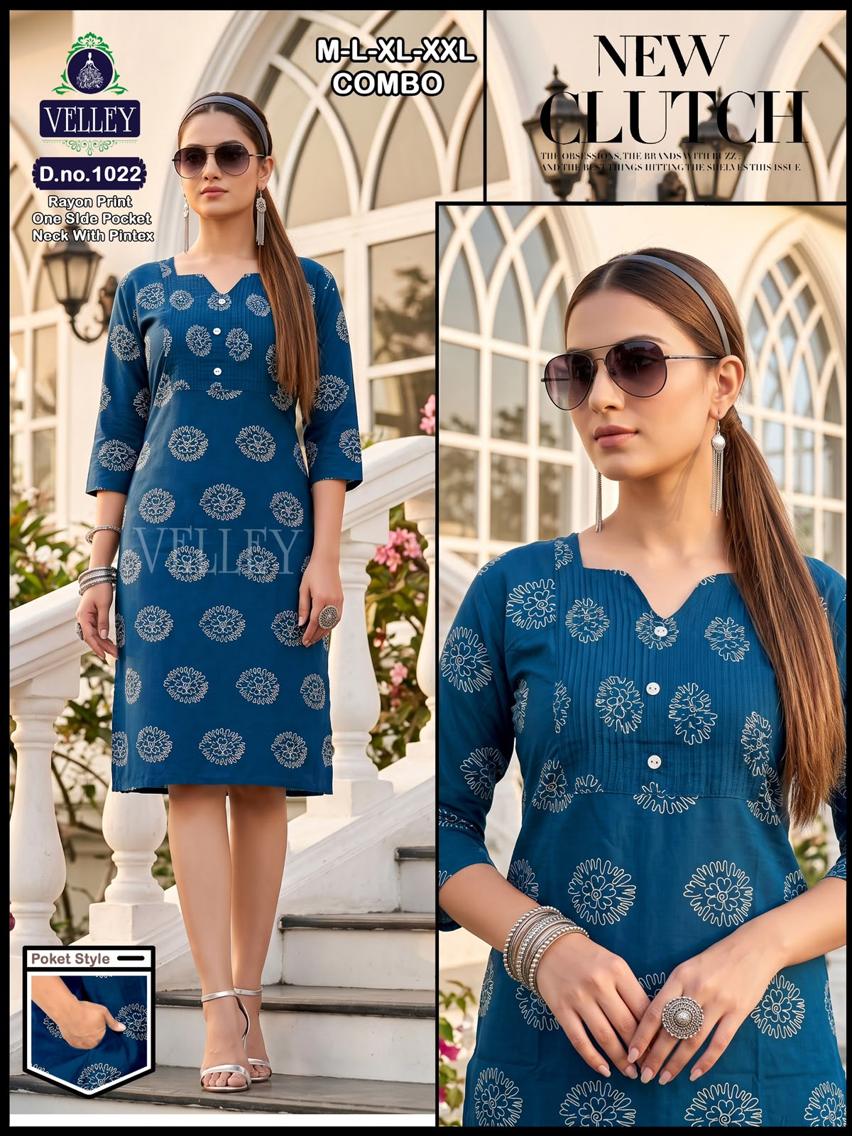 Pintex Pattern 2609 Velley Rayon Kurti With Pocket Supplier Gujarat