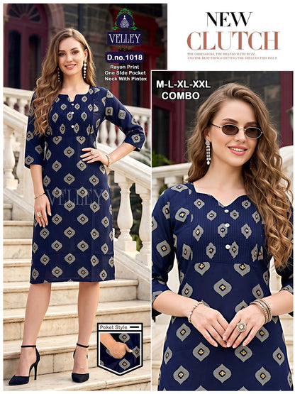 Pintex Pattern 2609 Velley Rayon Kurti With Pocket Supplier Gujarat
