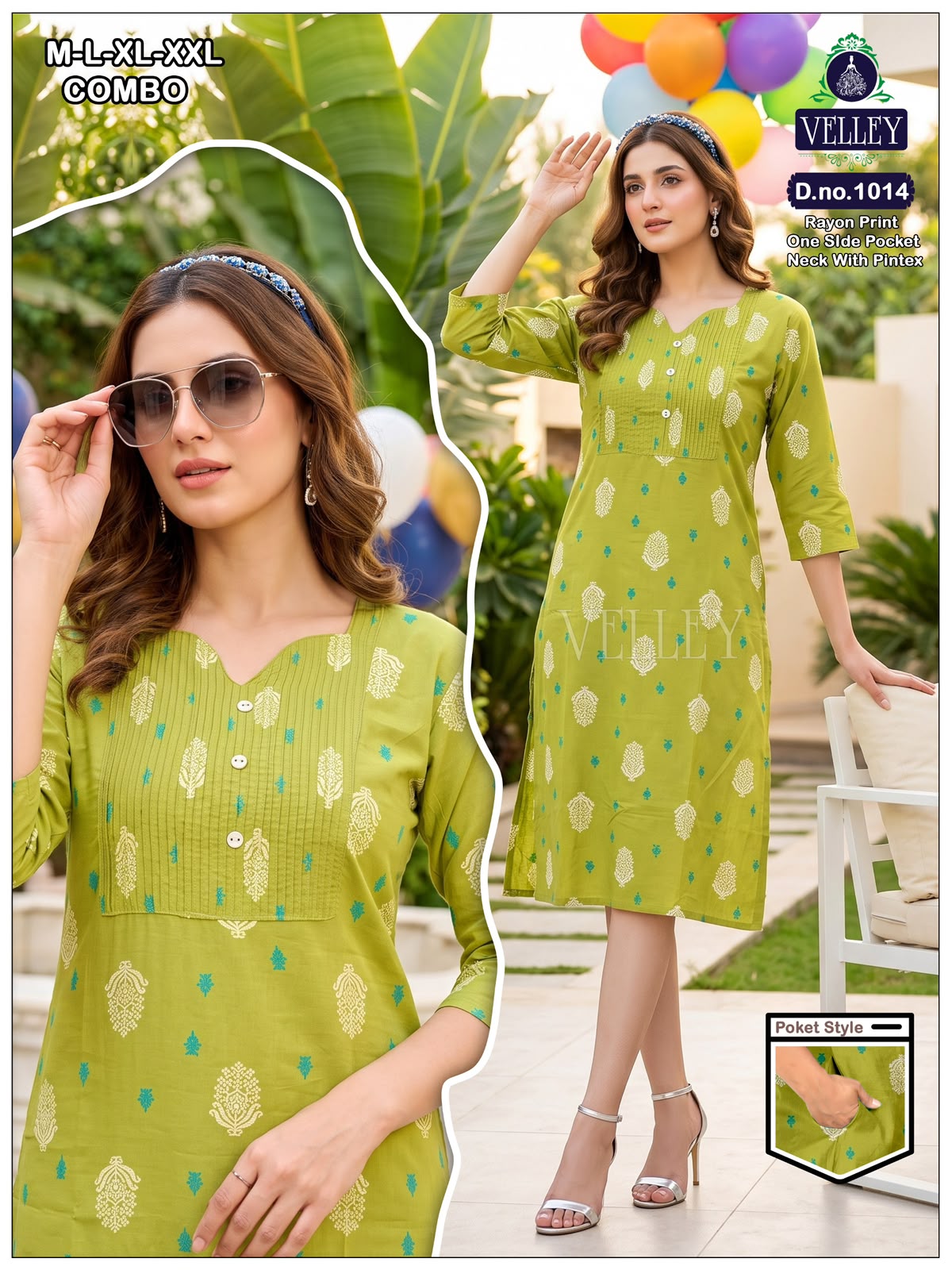 Pintex Pattern 2609 Velley Rayon Kurti With Pocket Supplier Gujarat