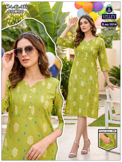 Pintex Pattern 2609 Velley Rayon Kurti With Pocket Supplier Gujarat