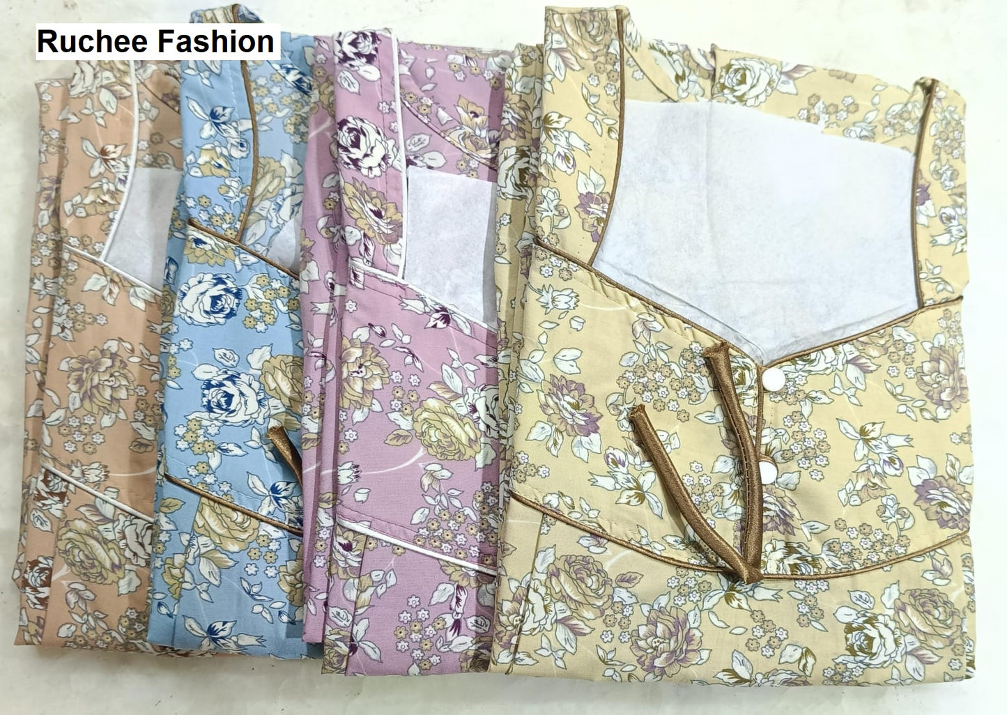 Piping 0207 Ruchee Fashion Pv Feeding Night Gown Exporter Ahmedabad