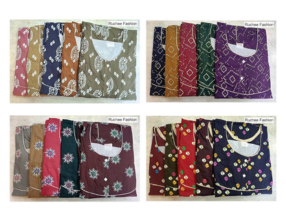 Piping Work 1309 Ruchee Fashion Rajwadi Night Gowns Supplier Gujarat