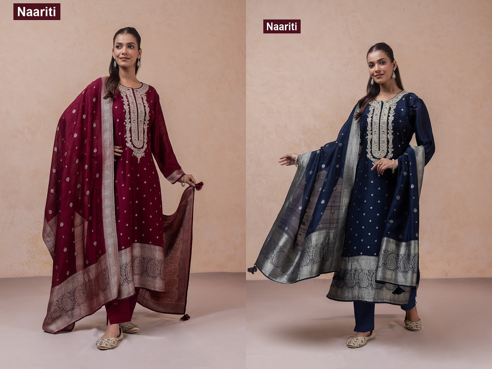 Pirkiz 2802 Naariti Silk Jacquard Pant Style Suits Supplier Gujarat
