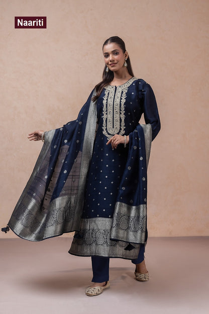 Pirkiz 2802 Naariti Silk Jacquard Pant Style Suits Supplier Gujarat