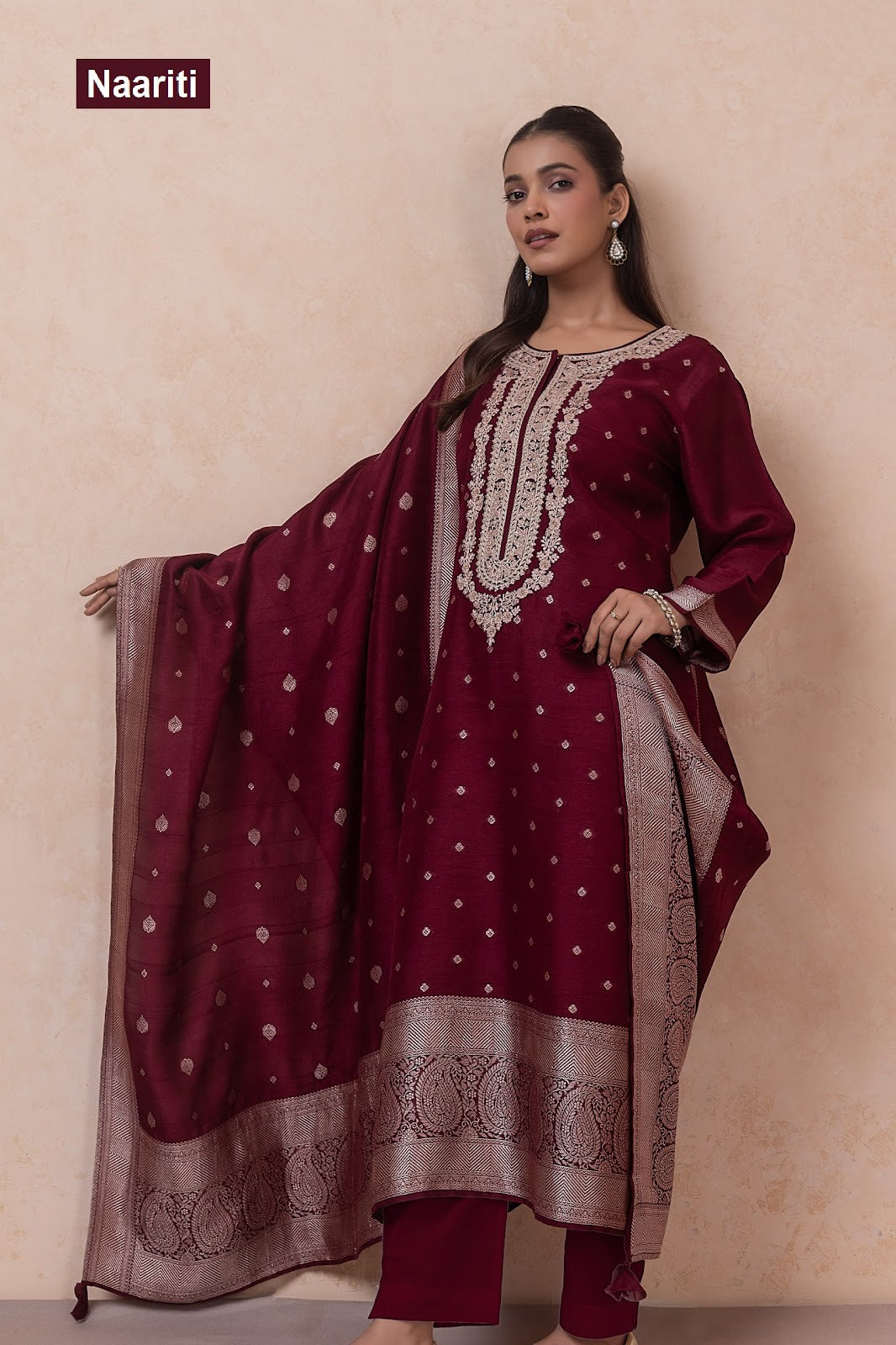 Pirkiz 2802 Naariti Silk Jacquard Pant Style Suits Supplier Gujarat