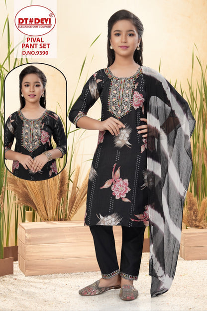 Pival Dn 9390 Dt Devi Vetican Girls Readymade Pant Suits Wholesale Price