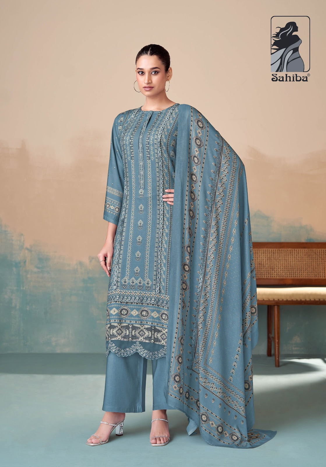 Pixel Sahiba Twill Pashmina Suits Supplier