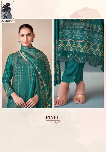 Pixel Sahiba Twill Pashmina Suits Supplier
