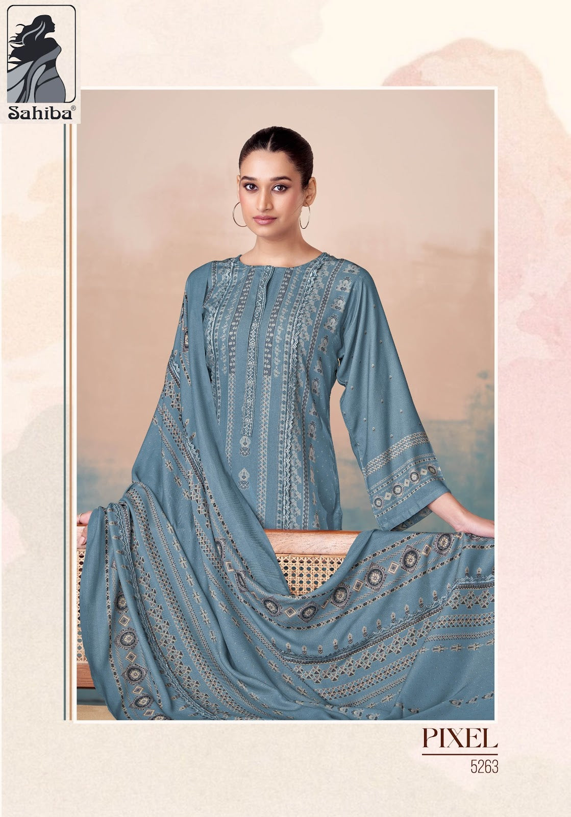 Pixel Sahiba Twill Pashmina Suits Supplier