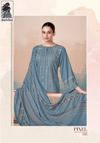Pixel Sahiba Twill Pashmina Suits Supplier