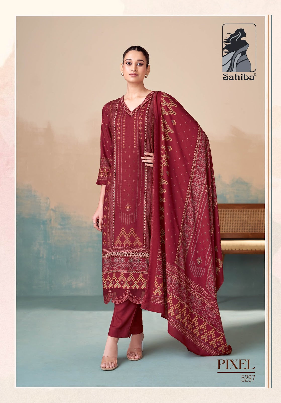 Pixel Sahiba Twill Pashmina Suits Supplier