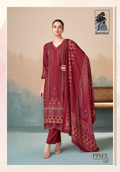 Pixel Sahiba Twill Pashmina Suits Supplier