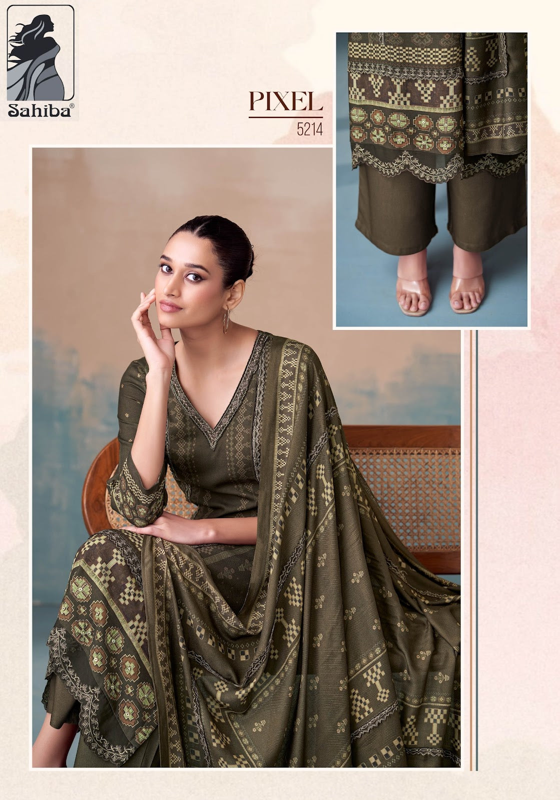Pixel Sahiba Twill Pashmina Suits Supplier