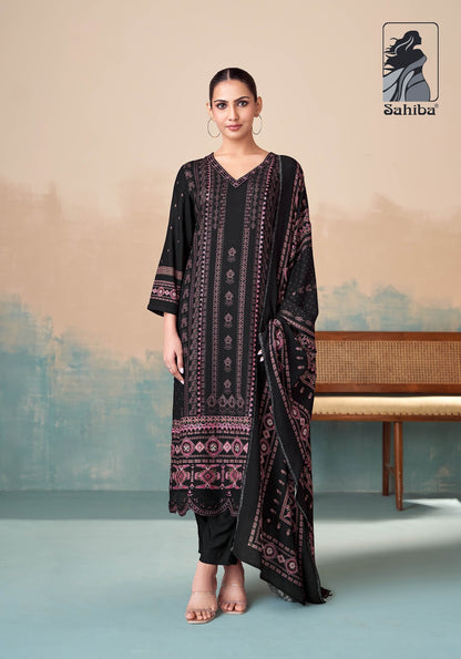 Pixel Sahiba Twill Pashmina Suits Supplier