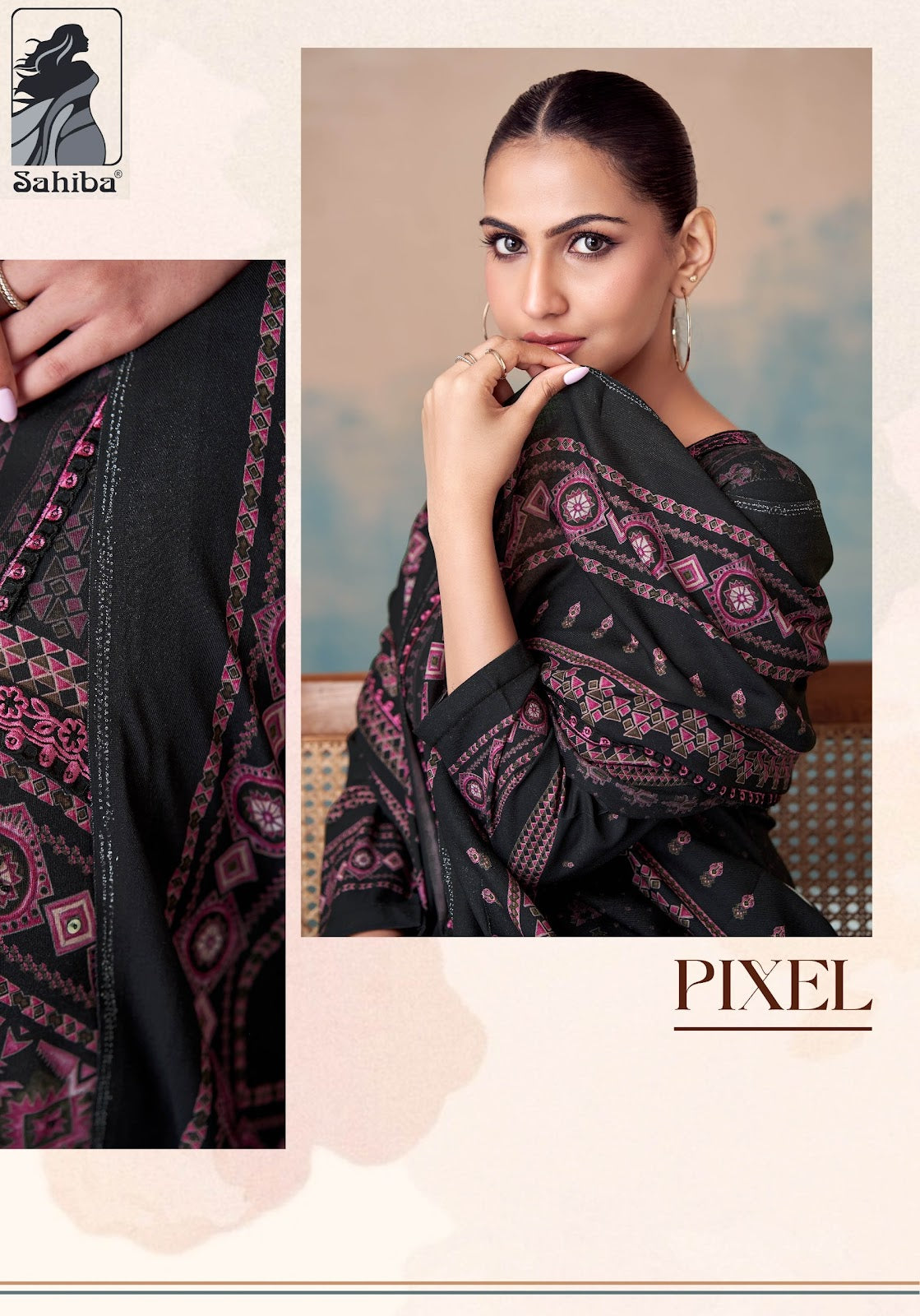 Pixel Sahiba Twill Pashmina Suits Supplier
