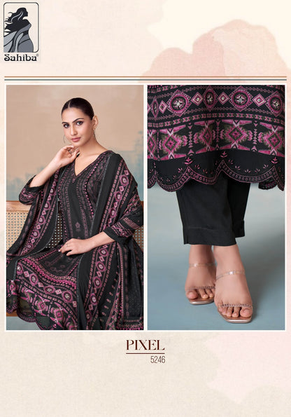 Pixel Sahiba Twill Pashmina Suits Supplier
