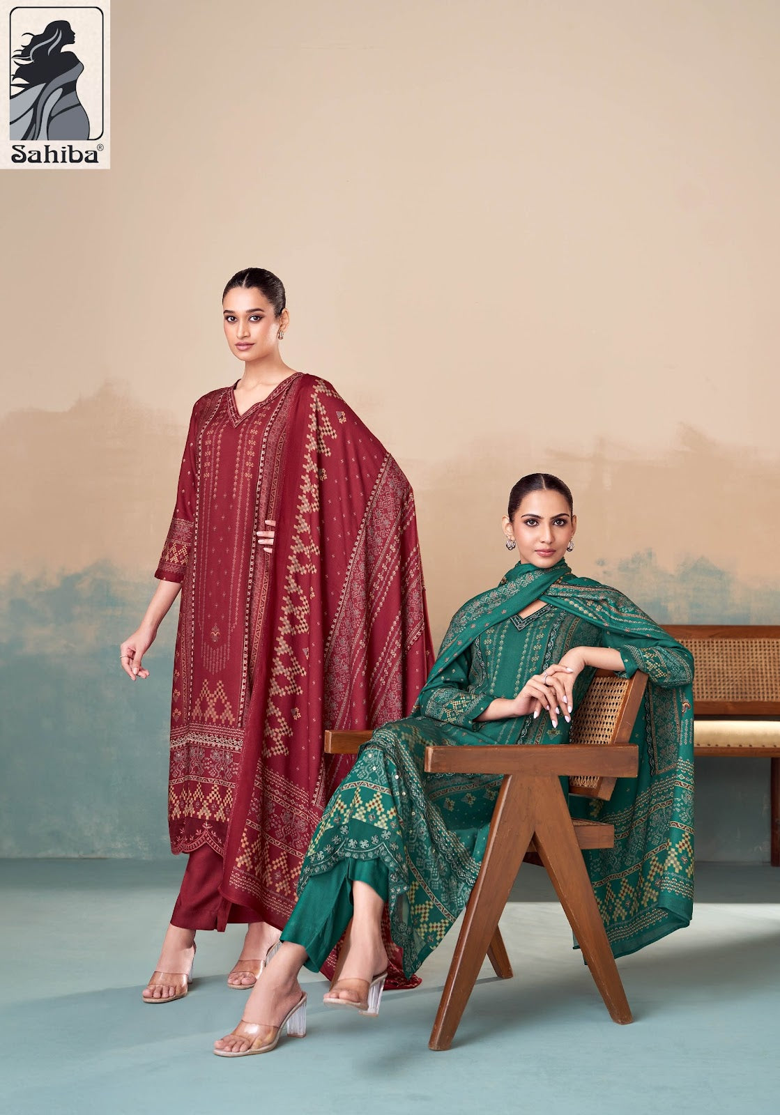 Pixel Sahiba Twill Pashmina Suits Supplier